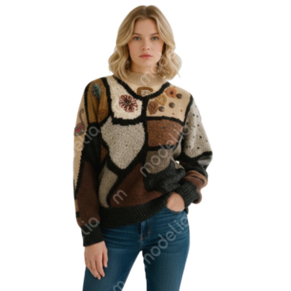 SERENITY Vintage Wool Blend Beaded Sweater